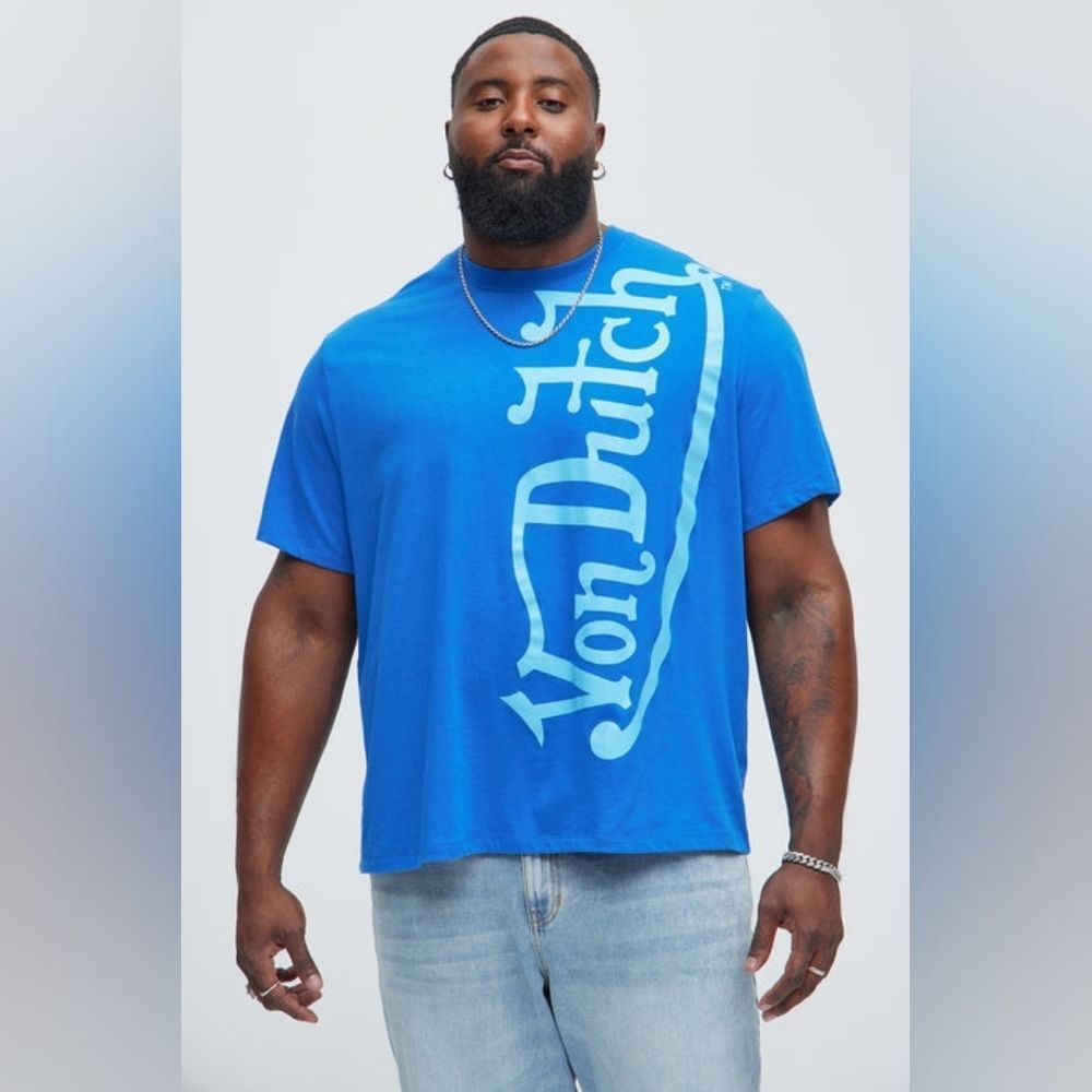Von Dutch  Blasted Short Sleeve Blue Tee - Picture 5 of 6